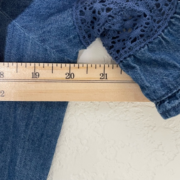 Gap x LoveShackFancy Chambray Tiered Midi Dress Size L Blue Button Down - Picture 9 of 16